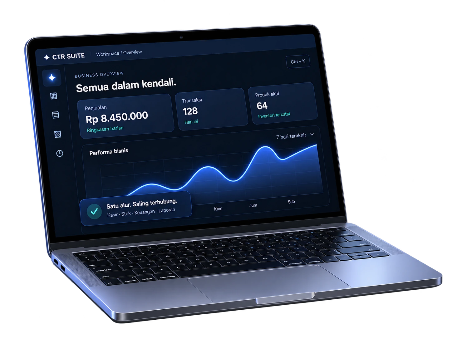 Mockup laptop CTR SUITE realistis